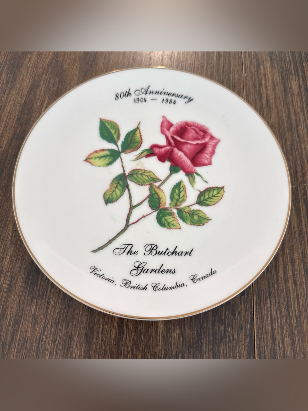 Butchart Garden Victoria British Columbia Canada 80 Anniversary 1904-1984 Plate